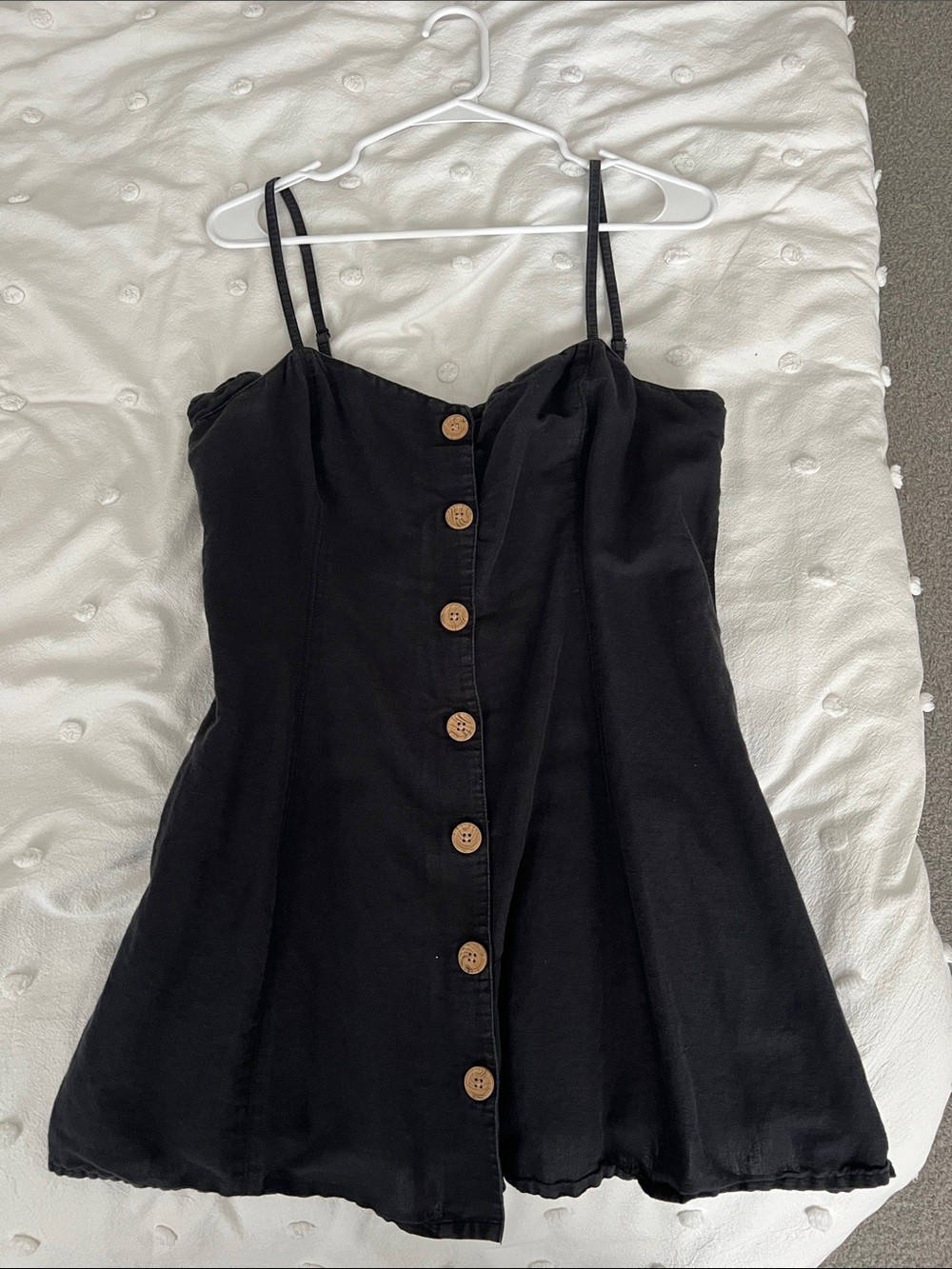 Urban Outfitters Black Spaghetti Strap Button-Front Mini Dress